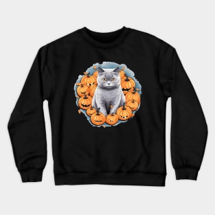 British Shorthair Cat Halloween, Cat Lover Crewneck Sweatshirt